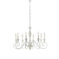 lampara de arana cascina de madera y hierro lacado blanco shabby 8 luces 121 o82 bl265-8-bco