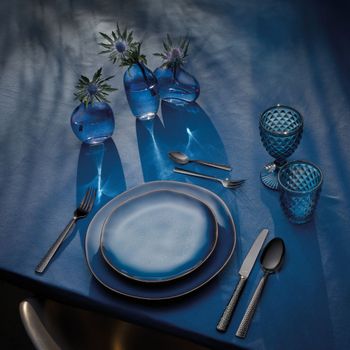Copa de vino 20 cl (x6) vidrio prensado azul