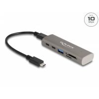hub delock 6 puertos 10 gbps usb 32 gen 1 con lector sd y microsd metalico
