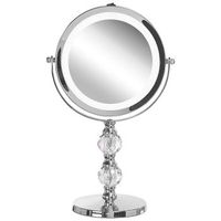 espejo de maquillaje iluminacion led metal plateado o 13 cm doble cara magnifica 1x  5x claira