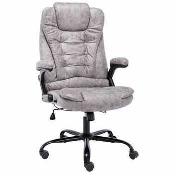 Silla De Oficina De Piel De Ante Sintética Gris Claro Vidaxl