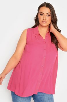 Yours Camisa Rosa Sin Mangas, Mujer Curvy Y Tallas Grandes, Yours