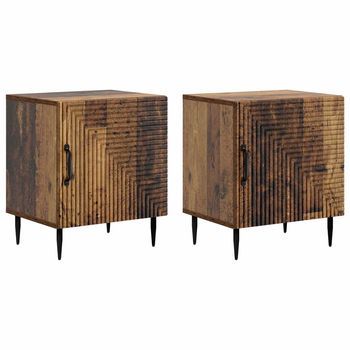 Armario De Noche 2 Pcs Madera Envejecida 43 X 34,5 X 50 Cm Vidaxl