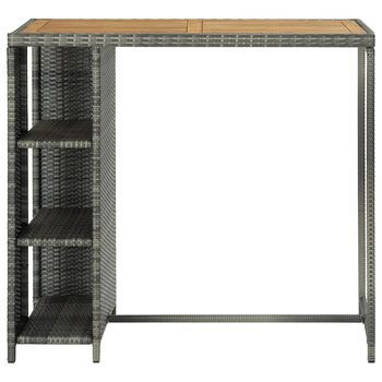 Mesa Bar | Mesa De Bistró Estante Almacenaje 120x60x110 Cm Ratán Sintético Gris