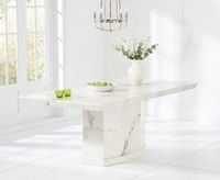 carvelle 160cm white pedestal marble dining table