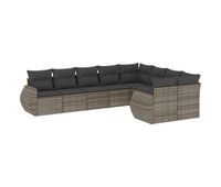 vidaxl set de muebles de jardin 9 pzas y cojines ratan sintetico gris