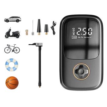 Bomba de aire inalámbrica portátil de 120W con batería de 1800mAh, 4 modos de inflado, cargador mini Poder Bank Tipo C r