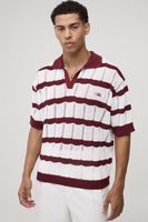 man embroidered oversized boxy herringbone stripe knitted polo rojo