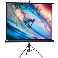 homcom pantalla de proyector manual portatil con soporte 84 43 para interior y exterior 171x131 cm negro