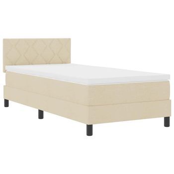 Cama Box Spring Con Colchón Con Colchón Crema 90 X 200 Cm Tela