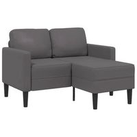 sofa de 2 plazas con chaise longue en forma de l color gris 125 cm piel sintetica vidaxl