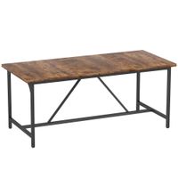 homcom mesa de comedor rectangular para 6-8 personas estilo industrial con patas de metal 180x80x755 cm marron rustico