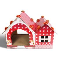 casa para gatos de carton desmontable - diseno elegante y espacioso para descanso y juego ideal para todas las razas