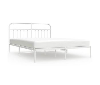 Estructura de cama de metal con cabecero blanco 183x213 cm con cabecero