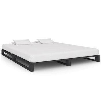Estructura De Cama De Palets Madera Maciza Pino Gris 200x200 Cm Vidaxl