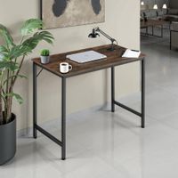 escritorio estilo industrial estructura de acero 80 cm madera oscura