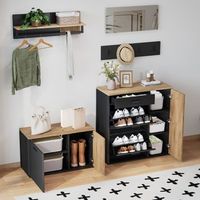 conjunto de recibidor - mueble de entrada - tablero de particulas - natural 85x36x85cm