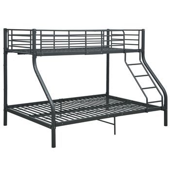 Cama Individual | Cama Para Adultos | Estructura De Litera De Metal Negro 140x200 Cm/90x200 Cm