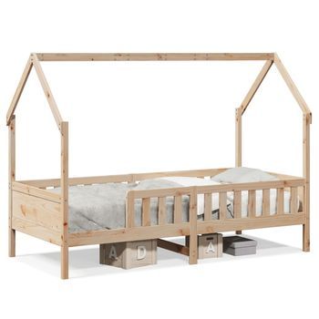 Cama Infantil | Cama Para Niños | Cama Con Forma De Casa Para Niños Madera Maciza Pino 90x200 Cm