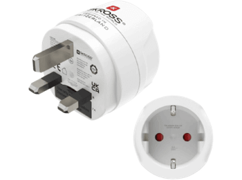 Adaptador de viaje - Hama 00223486, enchufe eléctrico EU UK, Tipo G (RU) F, Blanco