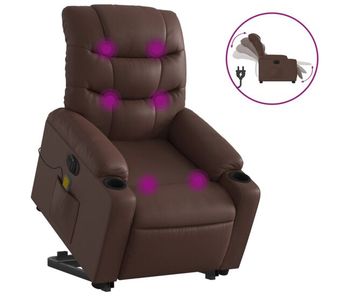 Vidaxl sillón de masaje elevable eléctrico cuero sintético marrón