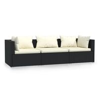 sofa de 3 plazas con cojines ratan sintetico negro vidaxl