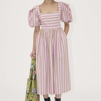 Stine Goya Striped Cotton-Poplin Midi Dress - S