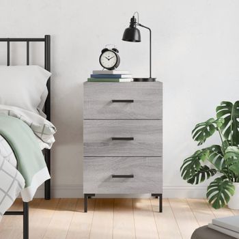 Mesita De Noche | Mesa Auxiliar | Mesilla Madera De Ingeniería Gris Sonoma 40x40x66 Cm Cfw18134