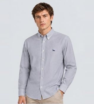 Harmont & Blaine para hombre. CRR074013435B Camisa Micro Rayas azul (XXL), Algodón, Clásico, Manga larga