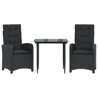 set comedor de jardin 3 pzas con cojines ratan sintetico negro cfw173209