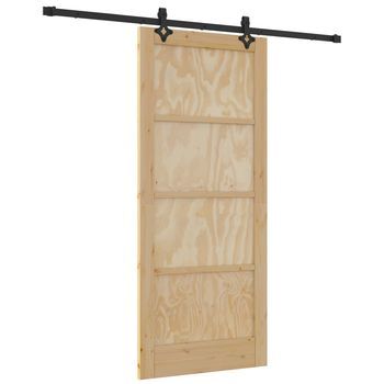 Puerta Corredera Natural Y Negro 86 X 198,5 Cm Vidaxl