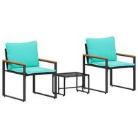 juegos de muebles con cojin 3 piezas  mobiliario de jardin negro y turquesa ratan