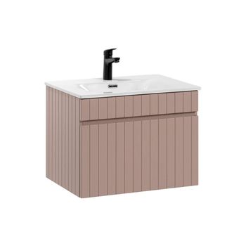 Mueble lavabo individual encastrado tableros mdf y laminados rosado