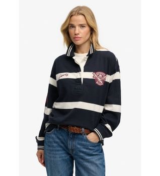 Superdry para mujer. W6012214A Sudadera Polo Rugby marino (M), Casual, Algodón, Manga larga