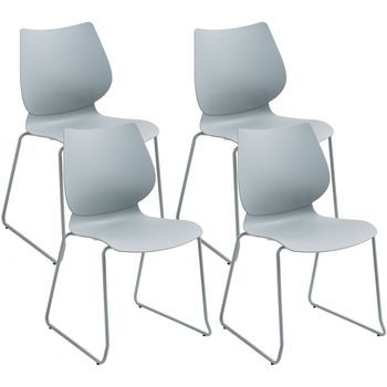 Juego De 4 Sillas Apilables Houma Plástico Gris 50x47x86 Cm Clp