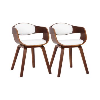 Set de 2 sillas con asiento en Simil cuero Nogal/blanco