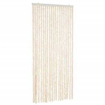 Cortina Antimoscas Chenilla Beige Y Blanco 90x200 Cm Vidaxl