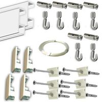 pack basic fast de 3 metros guias de aluminio blanco o plata con 6 colgadores nylon para colgar cuadros blanco