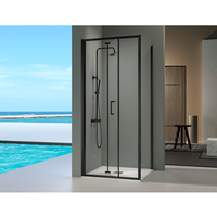angular de ducha panel fijo  puerta plegable prisma negro 70 cm pared lateral 67 - 69 cm