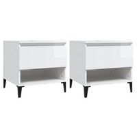mesas auxiliares 2 uds contrachapada blanco brillo 50x46x50 cm vidaxl