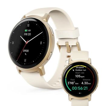 Hama Arion GPS Bluetooth 43mm AMOLED Oro Correa Blanca M IP68 SpO2 Pulsómetro Sueño