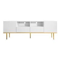 mueble de tv moderno negro y dorado 165 cm mesa para tv con 2 cajones y patas doradas tablero de particulas