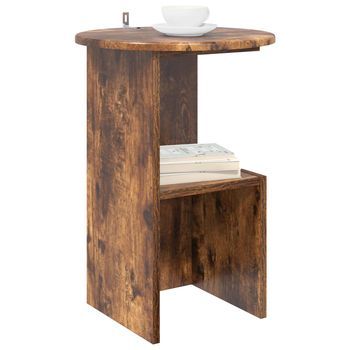 Mesa Lateral | Mesas Auxiliar Roble Ahumado Ø 39,5 X 55 Cm Madera De Ingeniería
