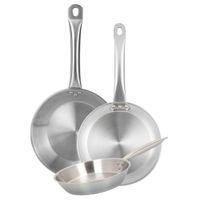 set de 3 sartenes de acero inox gris o20-24-28 cm