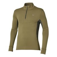 mizuno active warmalite half zip camiseta de running hombres - oliva