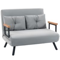 homcom sofa cama convertible 4 en 1 sofa cama 2 plazas plegable respaldo ajustable de 5 niveles almohadas 102x73x81cm gris