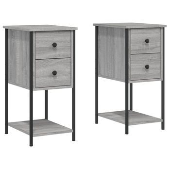 Mesitas De Noche 2 Uds Madera De Ingeniería Gris 32x42x70 Cm Vidaxl