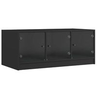 mesa de cafe - mesa de centro con puertas de vidrio negra 102x50x42 cm