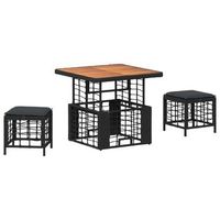 conjunto de comedor de jardin con cojin 3 piezas  mueble de jardin negro y gris
