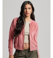 superdry para mujer w2011936a chaqueta de beisbol de terciopelo con cremallera y bordado rosa xl casual algodon sostenible